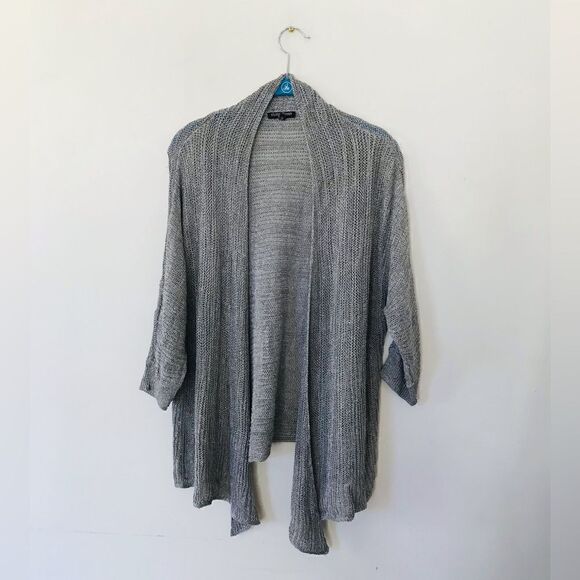 Eileen fisher | linen & silk flowy cardigan sweater in grey | size 1x - Picture 1 of 6